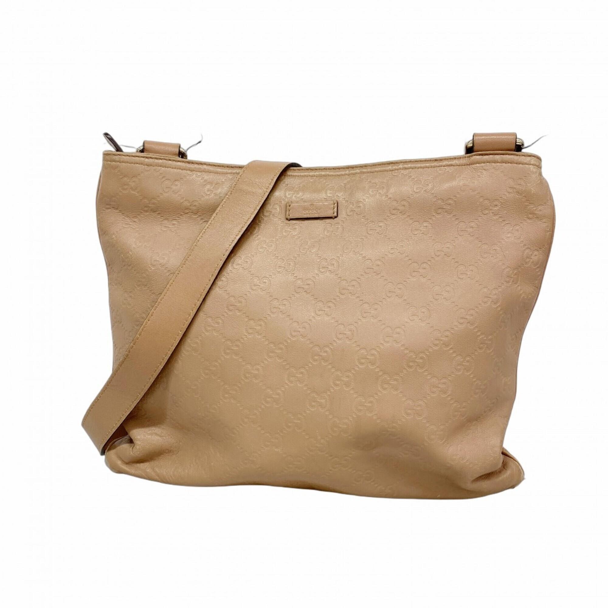 Gucci Shoulder Bag, Guccissima, 201446, Leather, Light Brown/Champagne, Women's